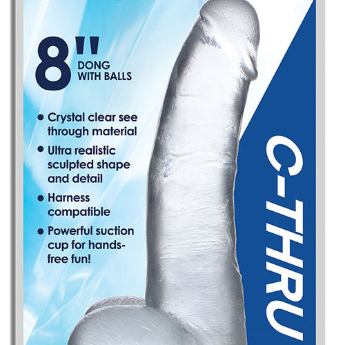JOCK C-THRU 8IN CLEAR DILDO W/ BALLS TPE - CN09070200