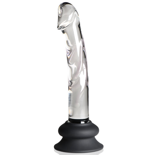 PLEASURE CRYSTALS 7 IN GLASS DILDO W/ SILICONE BASE - CN10055100