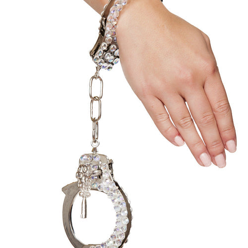 CU102 - Silver Handcuffs with Rhinestones