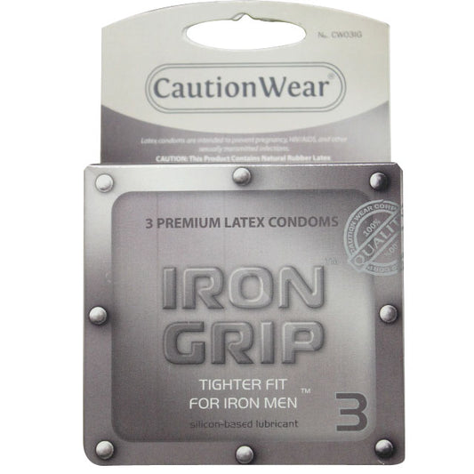 Caution Wear Iron Grip Condoms (3 pack)-Pinkfoxxx
