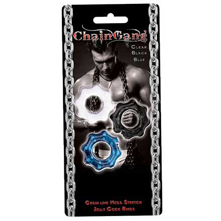 Chain Gang Cockrings 3pk (Clr,Blue,Blk)-Pinkfoxxx
