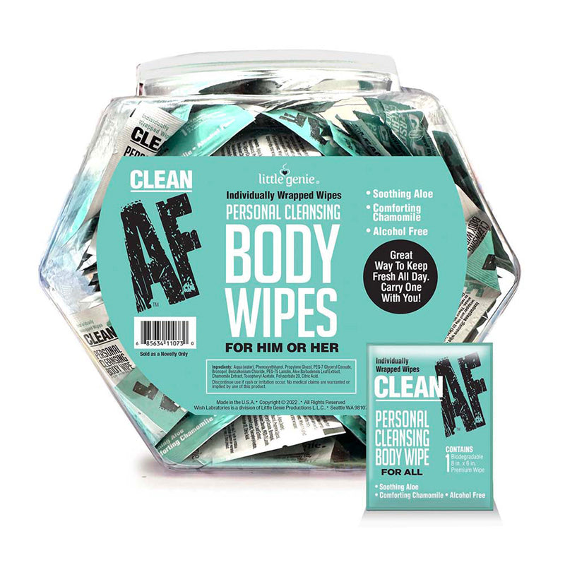 Clean AF Individually Wrapped Personal Cleaning Body Wipes 96-Piece Fishbowl Display-Pinkfoxxx