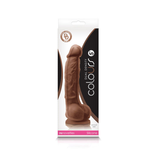 Colours Dual Density 5 in. Dildo Brown-Pinkfoxxx