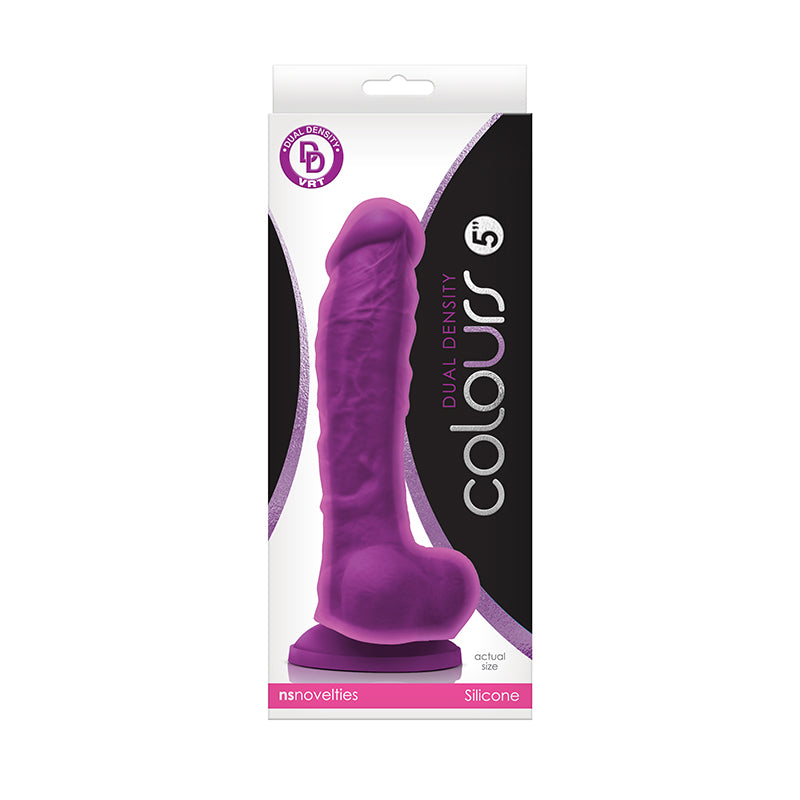 Colours Dual Density 5 in. Dildo Purple-Pinkfoxxx