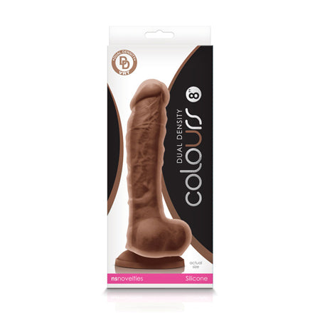 Colours Dual Density 8 in. Dildo Brown-Pinkfoxxx