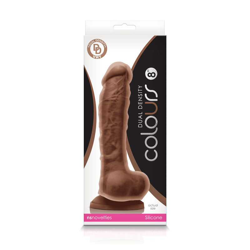 Colours Dual Density 8 in. Dildo Brown-Pinkfoxxx