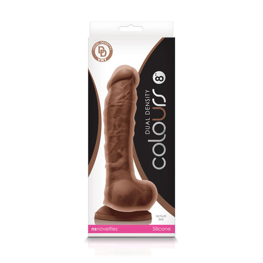 Colours Dual Density 8 in. Dildo Brown-Pinkfoxxx
