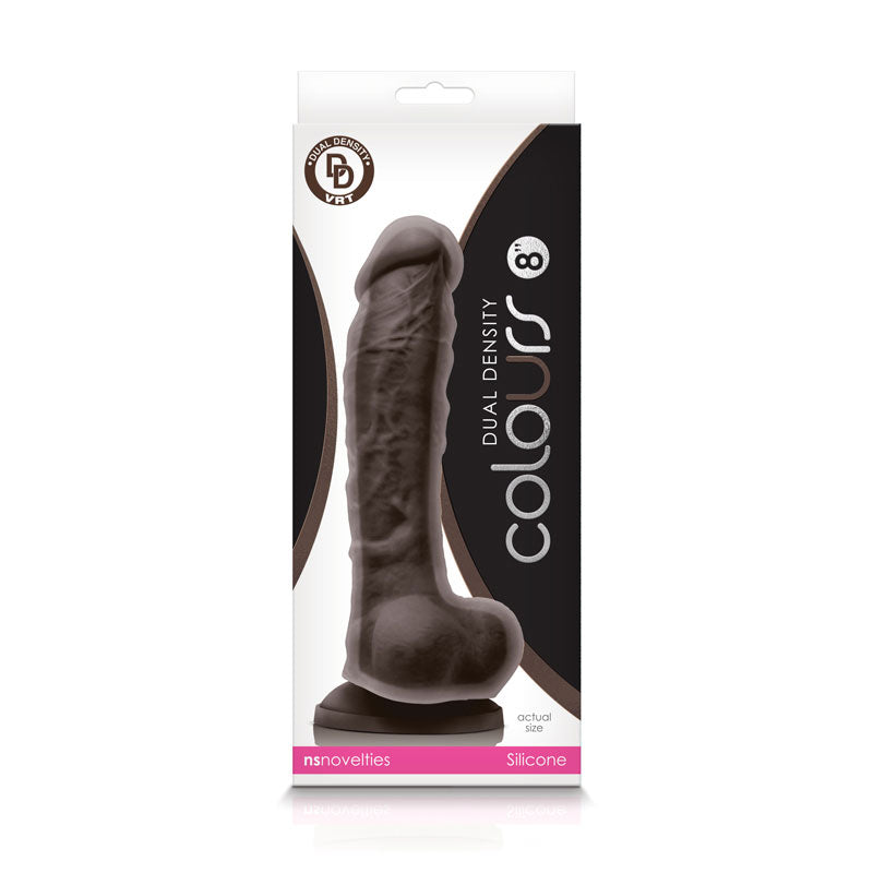 Colours Dual Density 8 in. Dildo Dark Brown-Pinkfoxxx