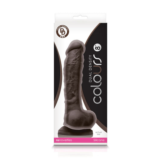 Colours Dual Density 8 in. Dildo Dark Brown-Pinkfoxxx