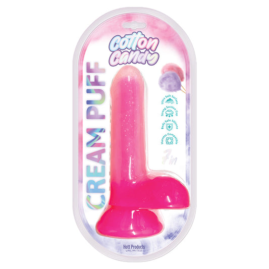 Cotton Candy Cream Puff 7 in. Silicone Dildo Pink-Pinkfoxxx