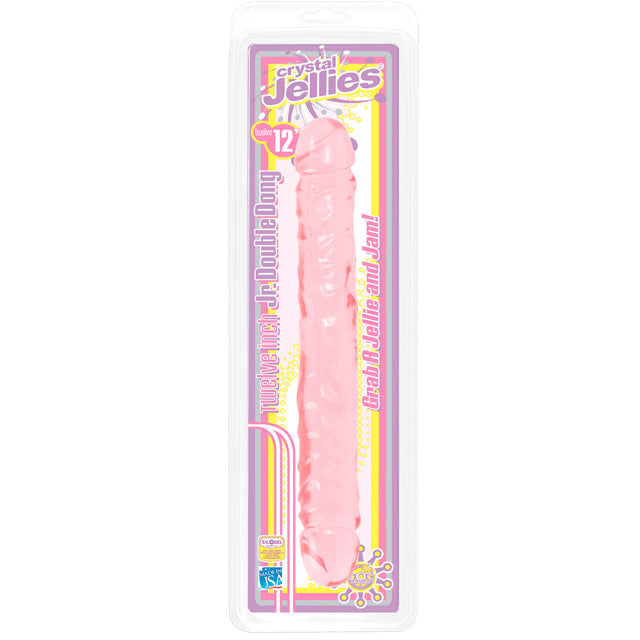 Crystal Jellies - Double Dong Jr. Pink 12in-Pinkfoxxx