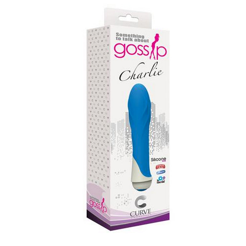 Curve Toys Gossip Charlie Waterproof Textured Silicone Vibrator Azure-Pinkfoxxx