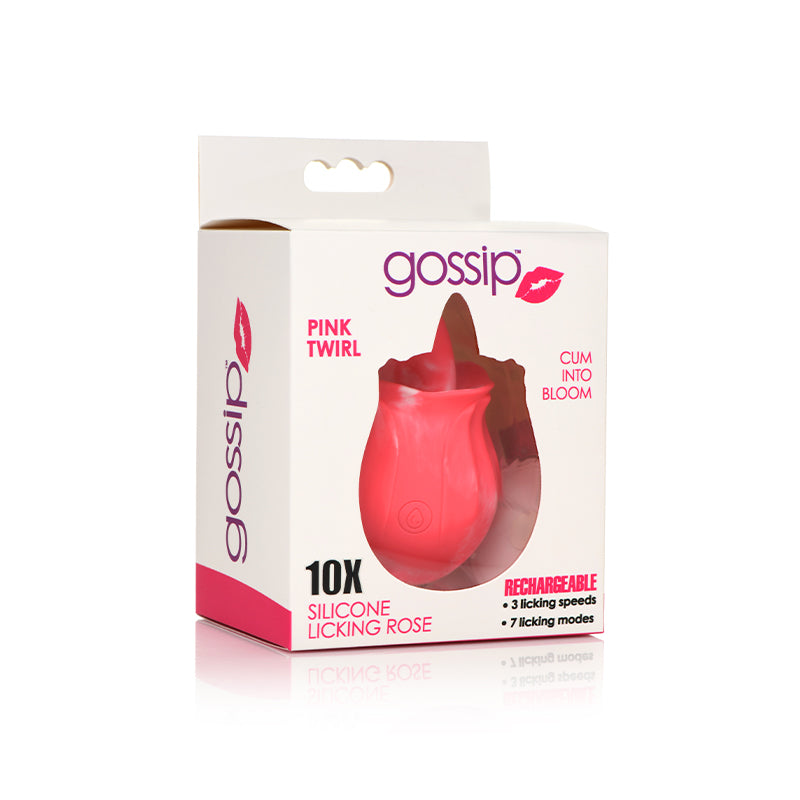 Curve Toys Gossip Cum Into Bloom Rechargeable Silicone Licking Rose Pink Twirl-Pinkfoxxx