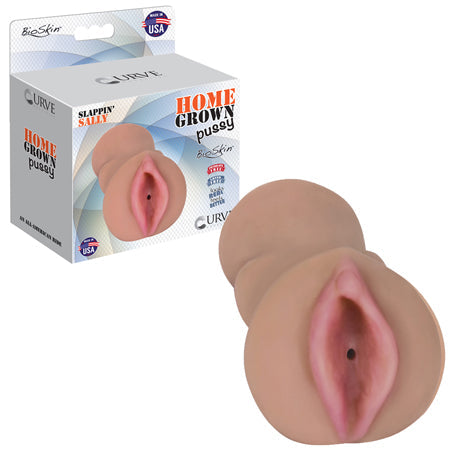 Curve Toys Home Grown Pussy Slappin' Sally Vaginal Stroker Tan-Pinkfoxxx