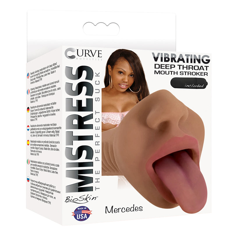 Curve Toys Mistress Perfect Suck Mercedes Vibrating Deep Throat Mouth Stroker Brown-Pinkfoxxx