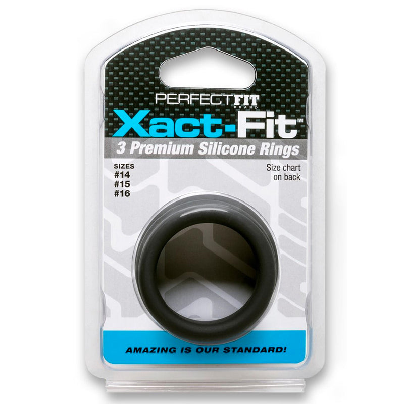 Curve Toys Perfect Fit Xact-Fit 3-Piece Premium Silicone Rings (#14, #15, #16) Black-Pinkfoxxx