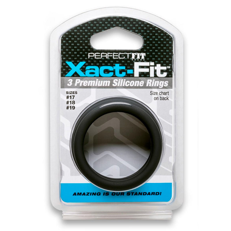 Curve Toys Perfect Fit Xact-Fit 3-Piece Premium Silicone Rings (#17, #18, #19) Black-Pinkfoxxx