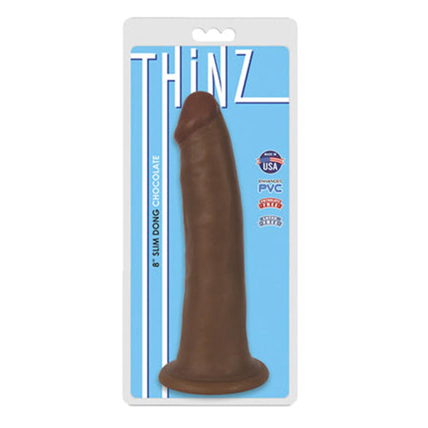 Curve Toys Thinz 8 in. Slim Dildo with Suction Cup Brown-Pinkfoxxx