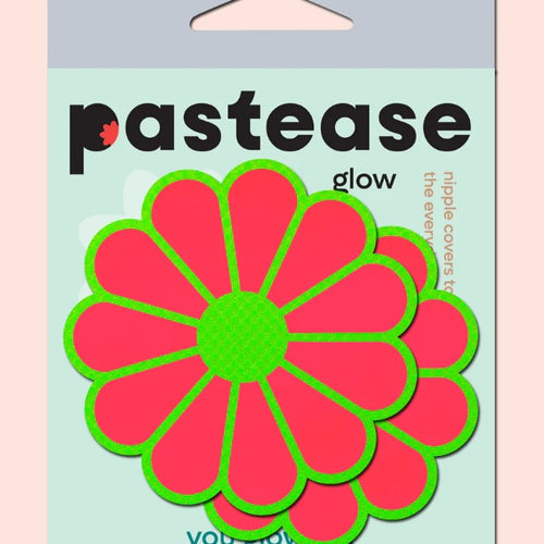 PASTEASE GLOW IN THE DARK PINK & GREEN FLOWERS - PASFLRGLWPK