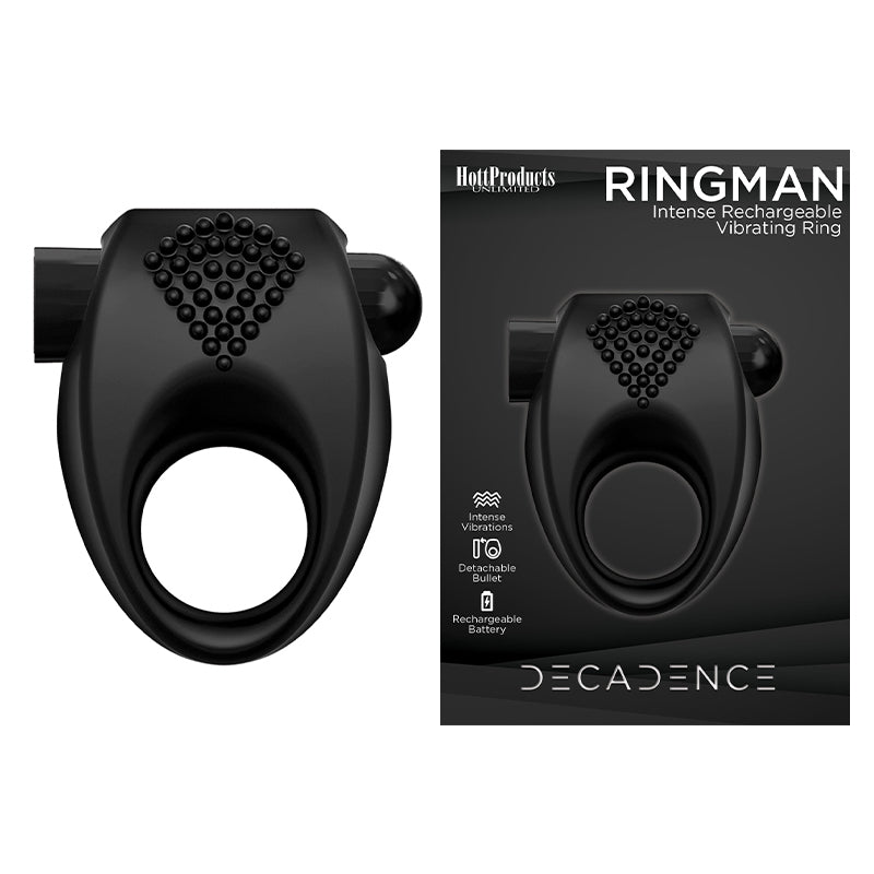 Decadence Ring Man Vibrating Rechargeable Cock Ring Black-Pinkfoxxx