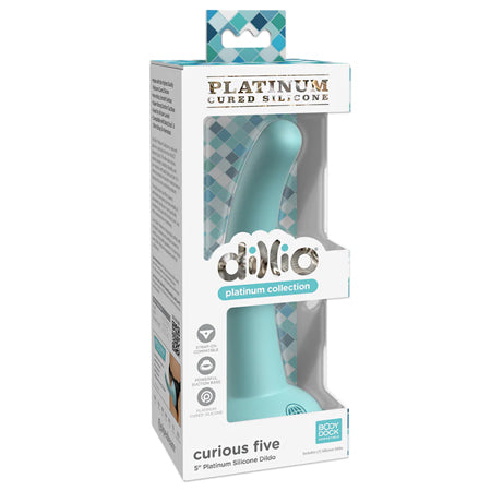 Dillio Platinum Collection Curious Five 5 in. Silicone Dildo Teal-Pinkfoxxx