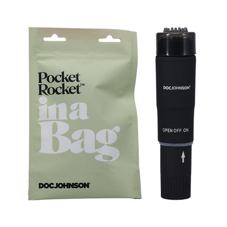 Doc Johnson Pocket Rocket In A Bag Mini Vibrator Black-Pinkfoxxx