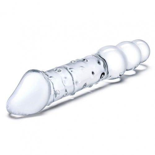 GLAS 12IN DOUBLE ENDED DILDO W / ANAL BEADS - ELGLAS503