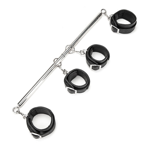 LUX FETISH 4 CUFF EXPANDABLE SPREADER BAR SET W/ DETACHABLE WRIST & ANKLE CUFFS - ELLF1001