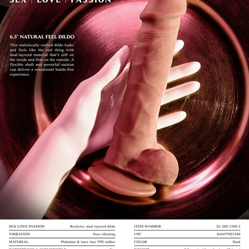 EVOLVED 6.5 IN NATURAL FEEL DILDO DARK - ENSLDD35882