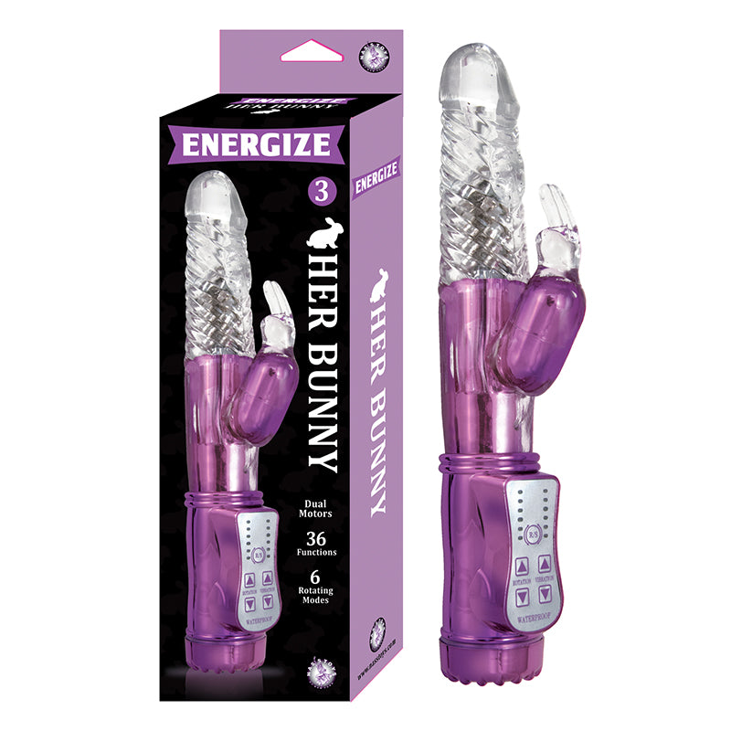 Energize Her Bunny 3 Energize Dual Motors 36 Function 6 Rotation Modes Waterproof-Pinkfoxxx