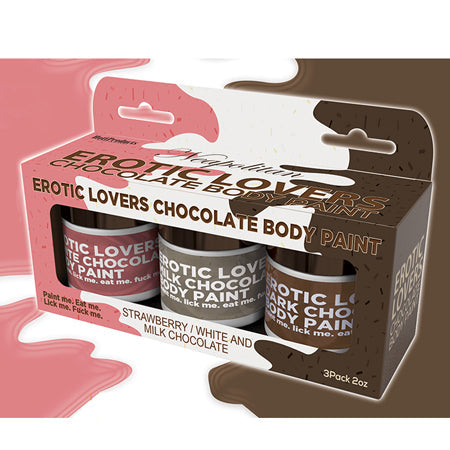 Erotic Chocolate Body Paints White/Milk Chocolate&Strawberry (3 Pack)-Pinkfoxxx