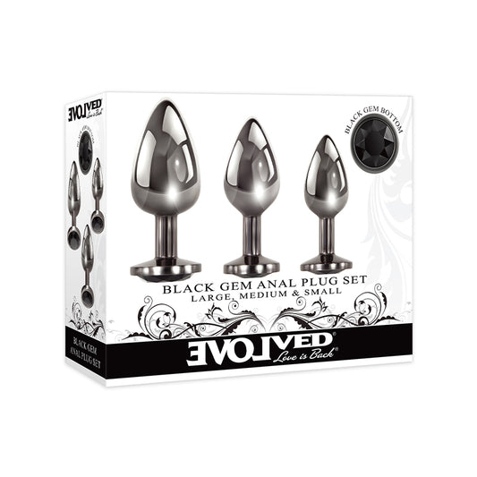 Evolved Black Gem Anal Plug 3-Piece Set-Pinkfoxxx
