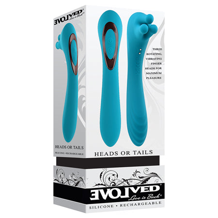 Evolved Heads or Tails Rechargeable Silicone Vibrator Teal-Pinkfoxxx