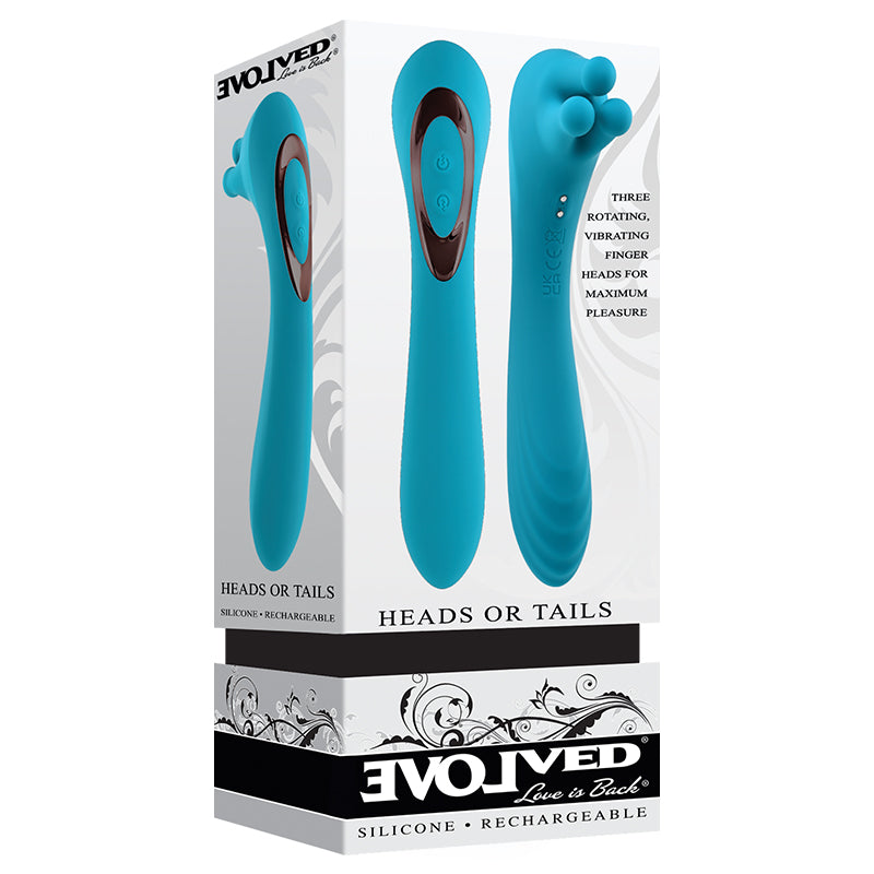 Evolved Heads or Tails Rechargeable Silicone Vibrator Teal-Pinkfoxxx