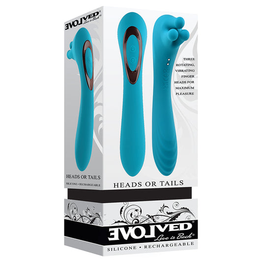 Evolved Heads or Tails Rechargeable Silicone Vibrator Teal-Pinkfoxxx