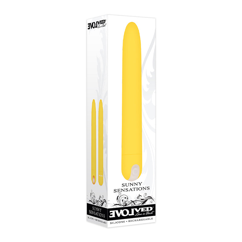 Evolved Sunny Sensations Rechargeable Silicone Sli mline Vibrator Yellow-Pinkfoxxx