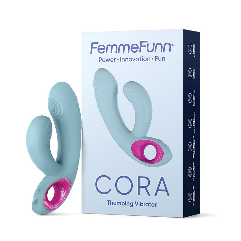 FemmeFunn Cora Rechargeable Silicone Thumping Dual Stimulation Vibrator-Pinkfoxxx