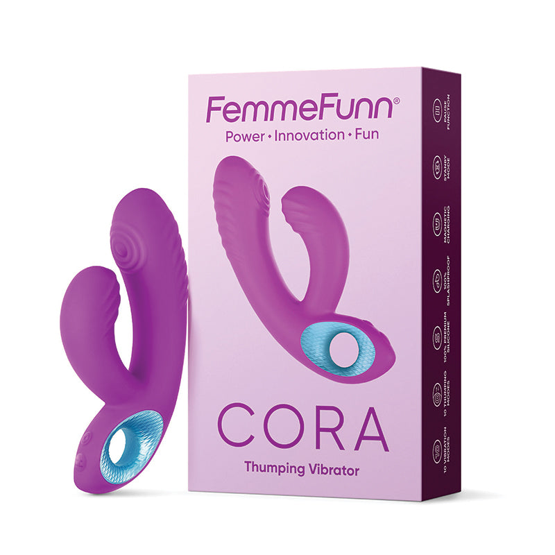 FemmeFunn Cora Rechargeable Silicone Thumping Dual Stimulation Vibrator-Pinkfoxxx