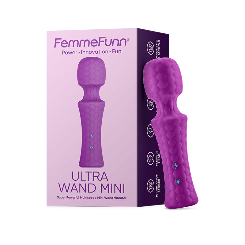 FemmeFunn Ultra Wand Mini Rechargeable Flexible Textured Silicone Vibrator-Pinkfoxxx