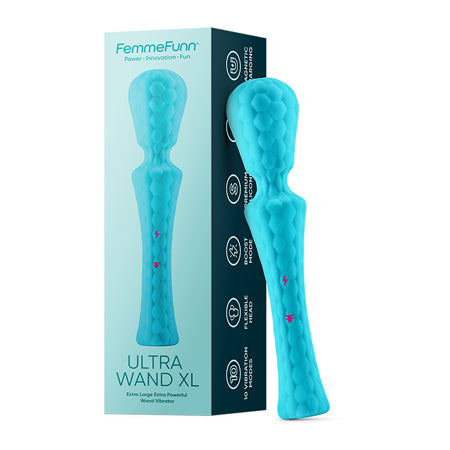 FemmeFunn Ultra Wand XL Rechargeable Flexible Textured Silicone Vibrator-Pinkfoxxx