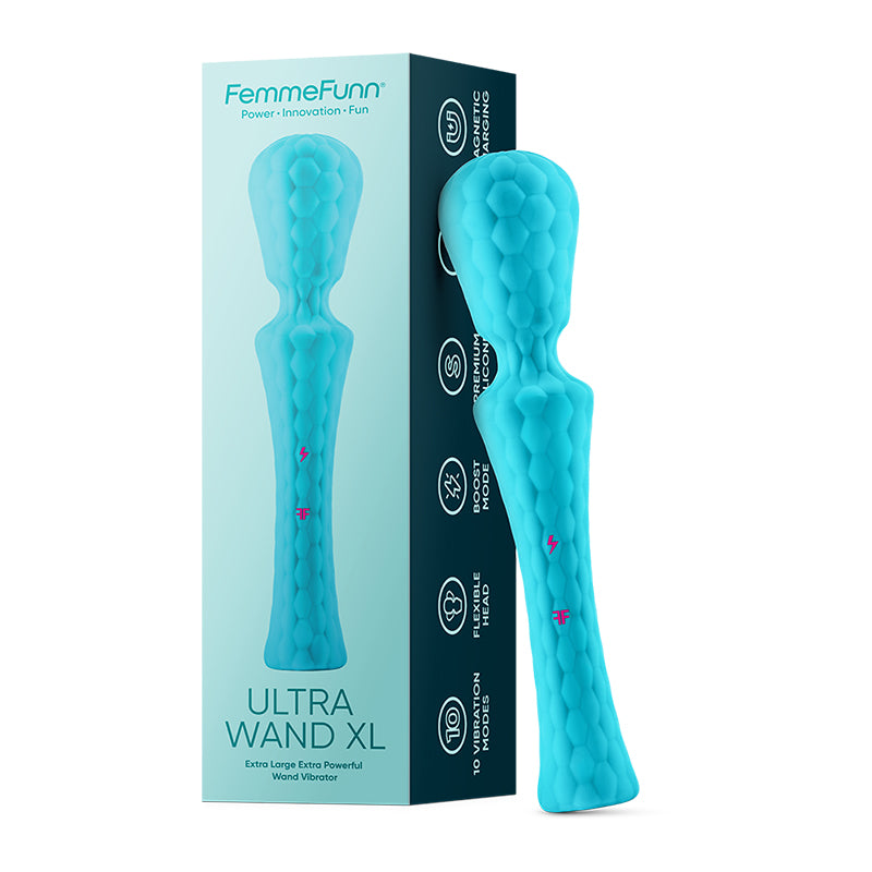 FemmeFunn Ultra Wand XL Rechargeable Flexible Textured Silicone Vibrator-Pinkfoxxx