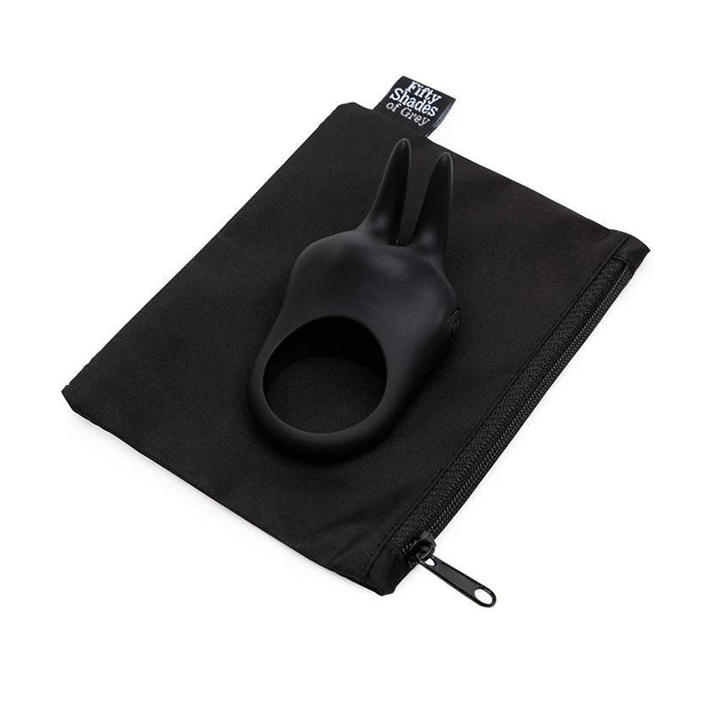 Fifty Shades of Grey Sensation Rechargeable Silicone Vibrating Rabbit Love Ring Black-Pinkfoxxx