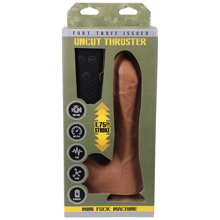 Fort Troff Uncut Thruster Mini Fuck Machine Rechargeable Remote-Controlled Silicone 8.5 in. Thrusting Dildo Tan-Pinkfoxxx