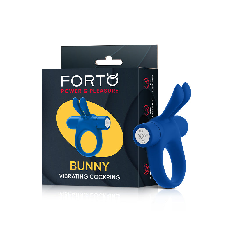Forto Bunny Rechargeable Silicone Vibrating Cockring with Stimulating Ears-Pinkfoxxx