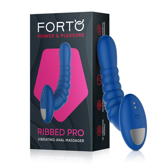 Forto Ribbed Pro Rechargeable Silicone Vibrating Anal Massager-Pinkfoxxx