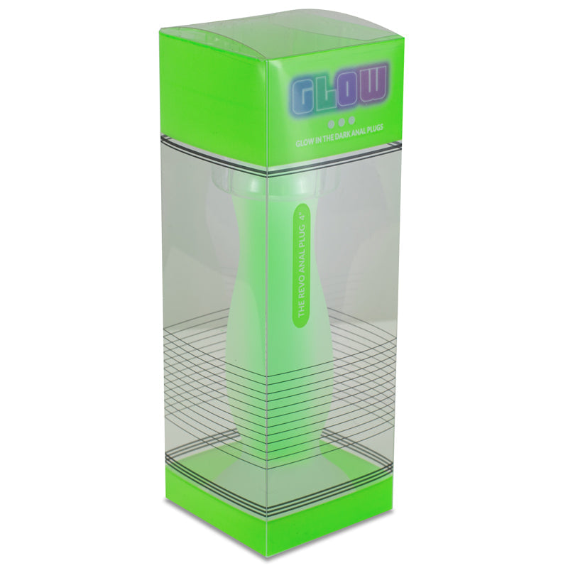 GLOW REVO SILICONE GID BUTT PLUGS 4IN GREEN - FRGLOW008040