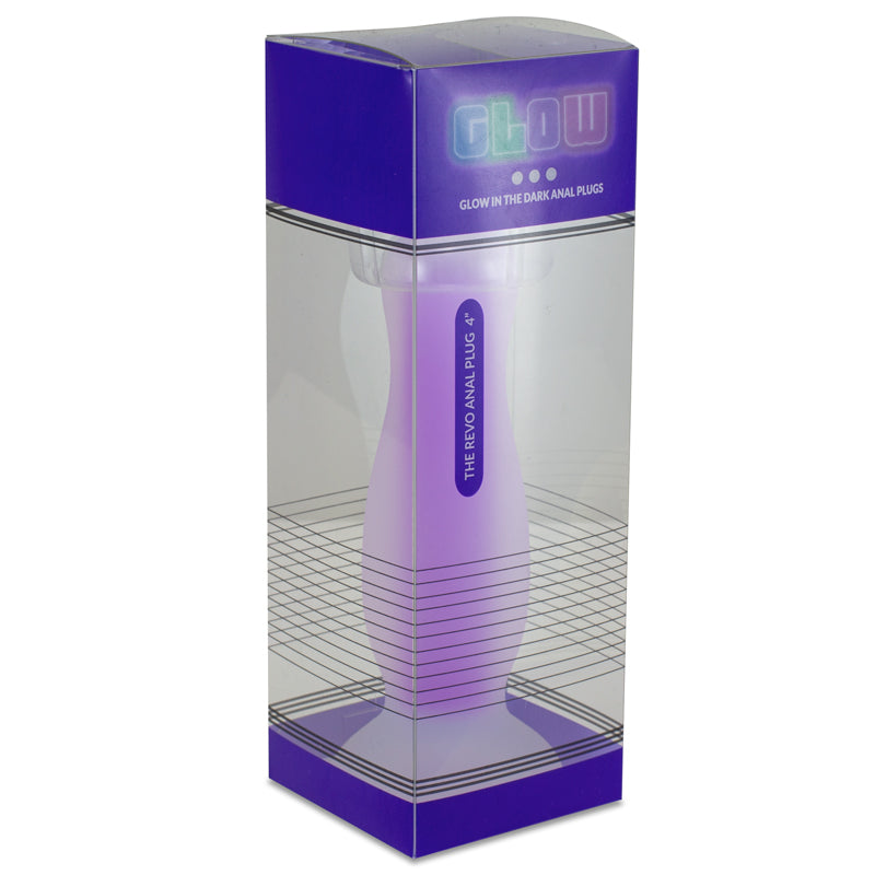 GLOW REVO SILICONE GID BUTT PLUGS 4IN PURPLE - FRGLOW008041