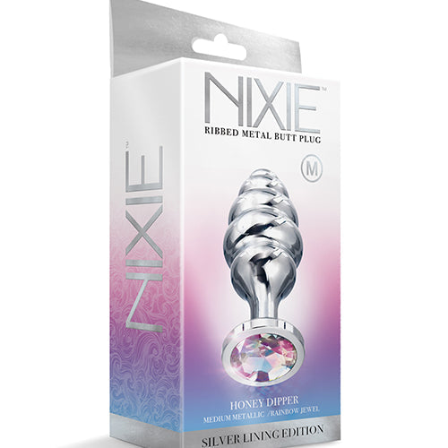 NIXIE HONEY DIPPER MEDIUM RIBBED STAINLESS STEEL PLUG - GN1000329