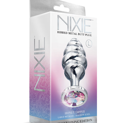 NIXIE HONEY DIPPER LARGE RIBBED STAINLESS STEEL PLUG - GN1000330