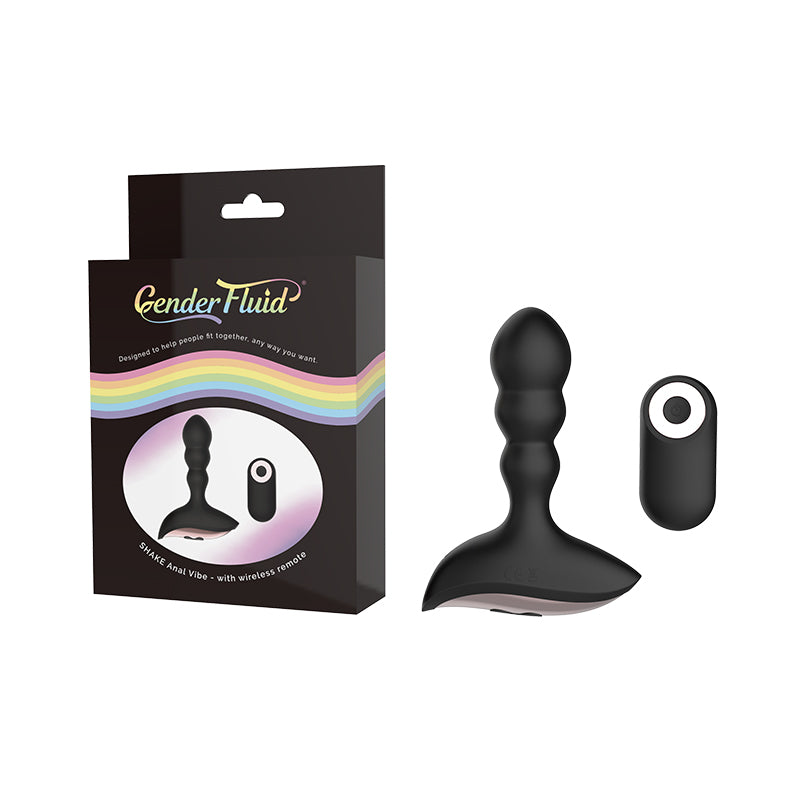 Gender Fluid Rechargeable Remote-Controlled Silicone Anal Vibrator Black-Pinkfoxxx